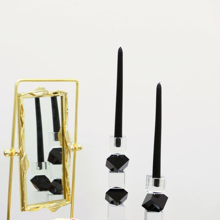 12" Black And Clear Crystal Tabletop Taper Candlestick HomeRoots