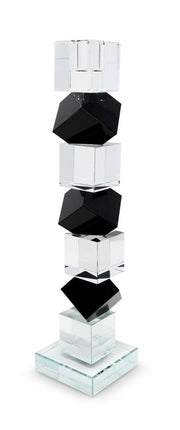 12" Black And Clear Crystal Tabletop Taper Candlestick HomeRoots