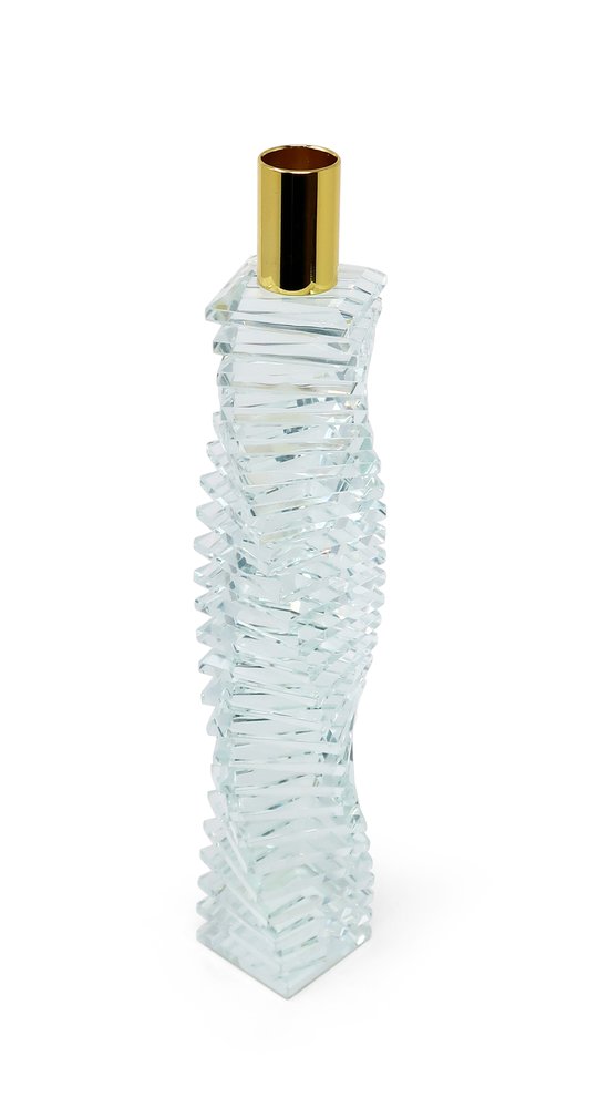 12" Clear And Gold Twisted Crystal Tabletop Taper Candlestick HomeRoots