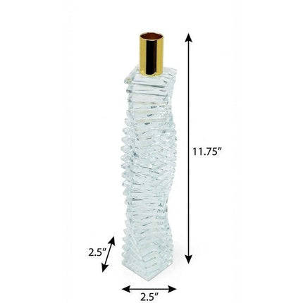 12" Clear And Gold Twisted Crystal Tabletop Taper Candlestick HomeRoots