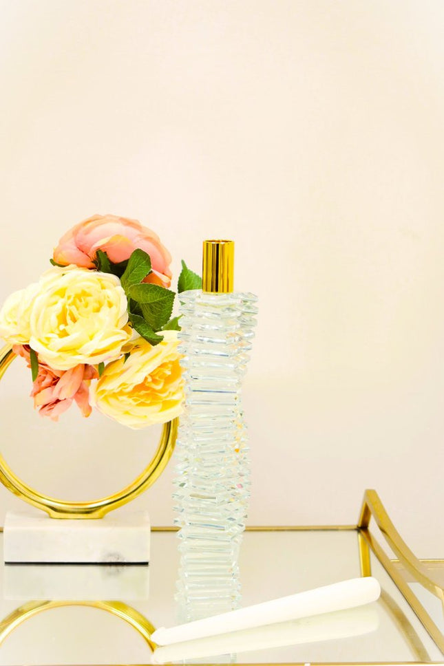 12" Clear And Gold Twisted Crystal Tabletop Taper Candlestick HomeRoots