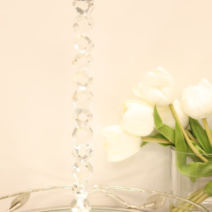 11" Clear And Silver Geo Stacks Crystal Tabletop Taper Candlestick HomeRoots