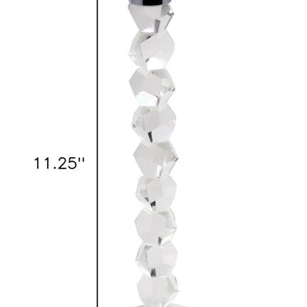 11" Clear And Silver Geo Stacks Crystal Tabletop Taper Candlestick HomeRoots