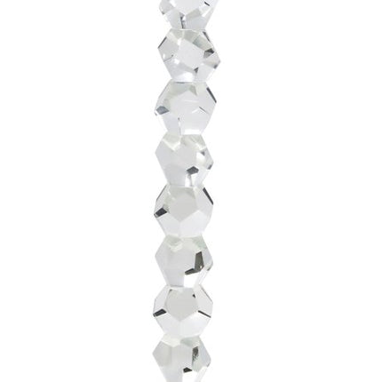 14" Clear And Silver Geo Stacks Crystal Tabletop Taper Candlestick HomeRoots