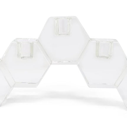5" Clear Crystal Geometric Tabletop Candelabra Candle Holder
