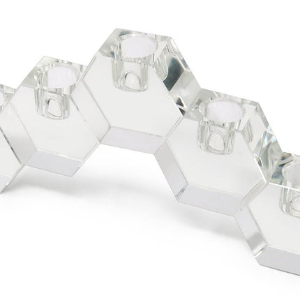 5" Clear Crystal Geometric Tabletop Candelabra Candle Holder