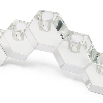 5" Clear Crystal Geometric Tabletop Candelabra Candle Holder HomeRoots