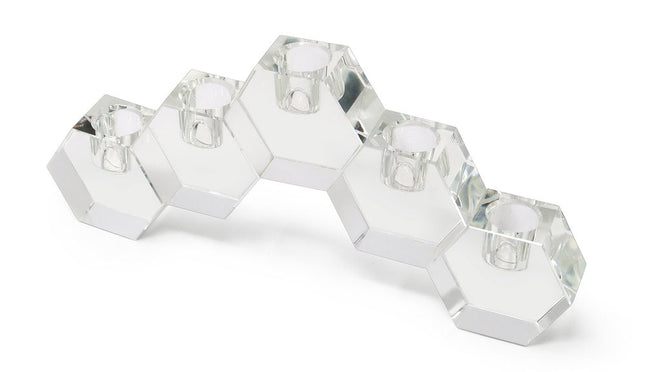 5" Clear Crystal Geometric Tabletop Candelabra Candle Holder HomeRoots