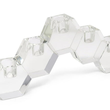 5" Clear Crystal Geometric Tabletop Candelabra Candle Holder