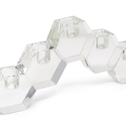 5" Clear Crystal Geometric Tabletop Candelabra Candle Holder HomeRoots