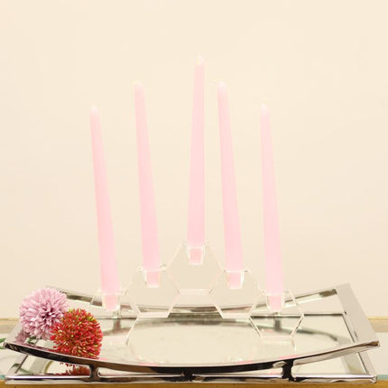 5" Clear Crystal Geometric Tabletop Candelabra Candle Holder
