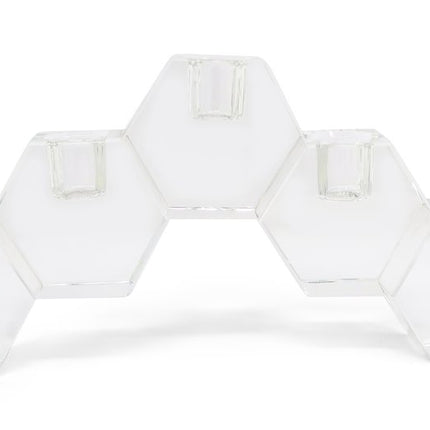 5" Clear Crystal Geometric Tabletop Candelabra Candle Holder