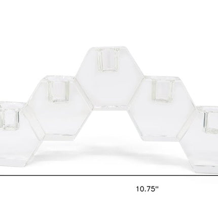 5" Clear Crystal Geometric Tabletop Candelabra Candle Holder HomeRoots
