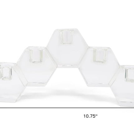 5" Clear Crystal Geometric Tabletop Candelabra Candle Holder