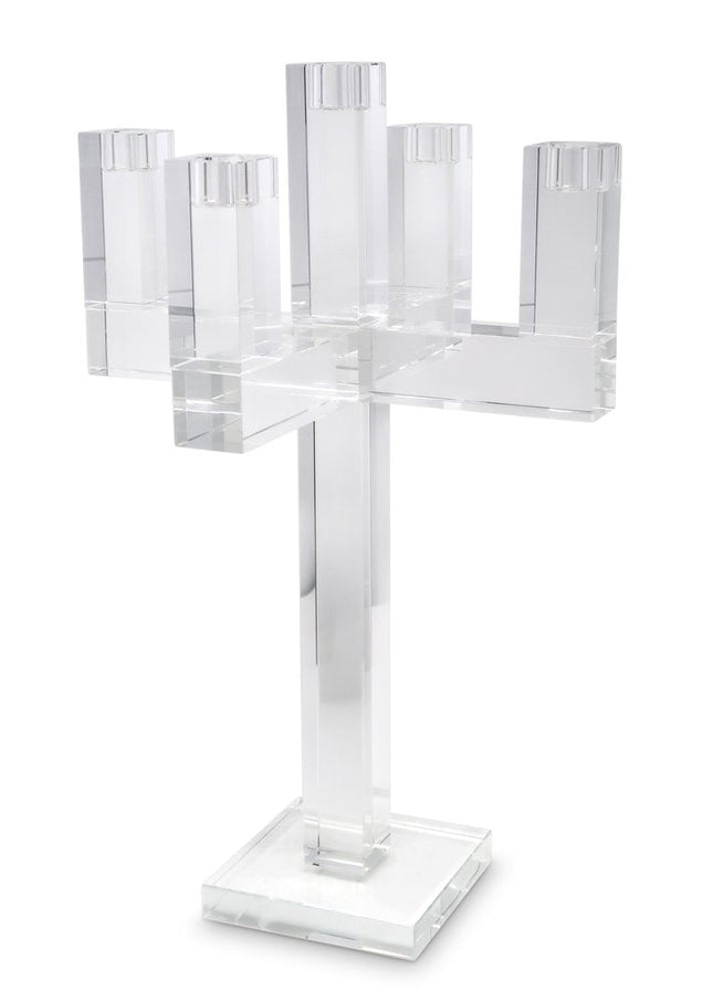 20" Clear Faceted Crystal Tabletop Candelabra Candle Holder HomeRoots