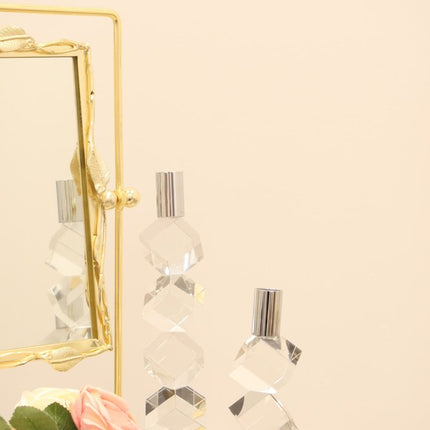 11" Silver Clear And Black Crystal Tabletop Taper Candlestick HomeRoots