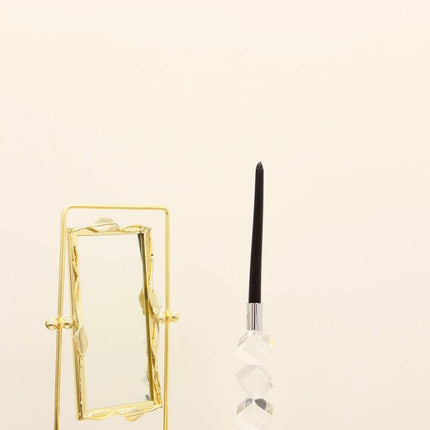 11" Silver Clear And Black Crystal Tabletop Taper Candlestick HomeRoots