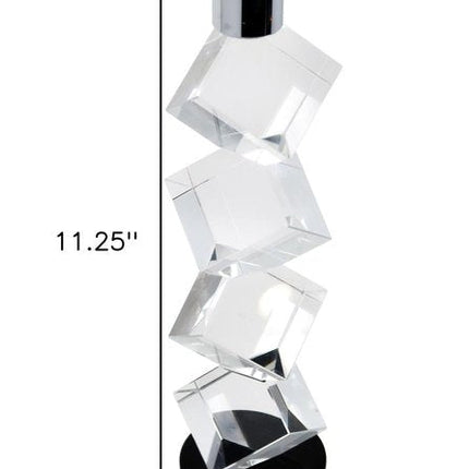 11" Silver Clear And Black Crystal Tabletop Taper Candlestick HomeRoots