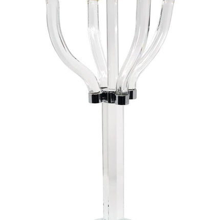 20" Clear Gold And Silver Crystal Tabletop Candelabra Candle Holder HomeRoots
