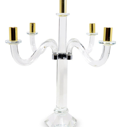 20" Clear Silver And Gold Crystal Tabletop Candelabra Candle Holder HomeRoots