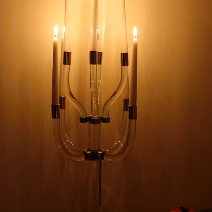 23" Clear And Silver Crystal Tabletop Candelabra Candle Holder HomeRoots