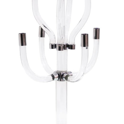 23" Clear And Silver Crystal Tabletop Candelabra Candle Holder HomeRoots