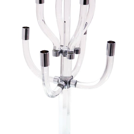 23" Clear And Silver Crystal Tabletop Candelabra Candle Holder HomeRoots