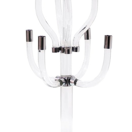 23" Clear And Silver Crystal Tabletop Candelabra Candle Holder HomeRoots