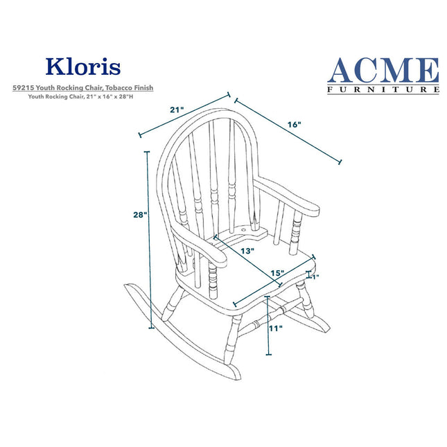 ACME 59215 Kloris Youth Rocking Chair, Tobacco