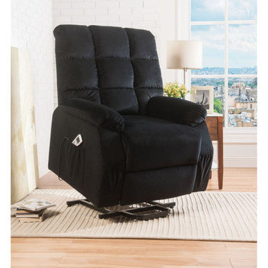ACME 59262 Ipompea Recliner with Power Lift & Massage, Black Velvet ACME Furniture