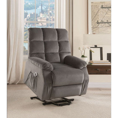 ACME 59263 Ipompea Recliner with Power Lift & Massage, Gray Velvet ACME Furniture