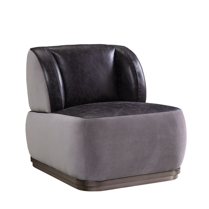 ACME 59270 Decapree Accent Chair, Antique Slate Top Grain Leather & Gray Velvet