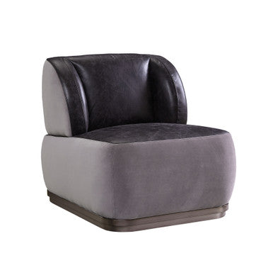ACME 59270 Decapree Accent Chair, Antique Slate Top Grain Leather & Gray Velvet ACME Furniture