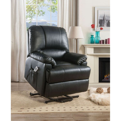 ACME 59285 Ixora Recliner with Power Lift & Massage, Black PU ACME Furniture
