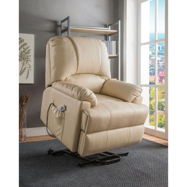 ACME 59286 Ixora Recliner with Power Lift & Massage, Beige PU ACME Furniture