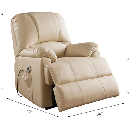 ACME 59286 Ixora Recliner with Power Lift & Massage, Beige PU