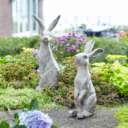Set of Two Gray Polyresin Figurine Tabletop Sculpture HomeRoots