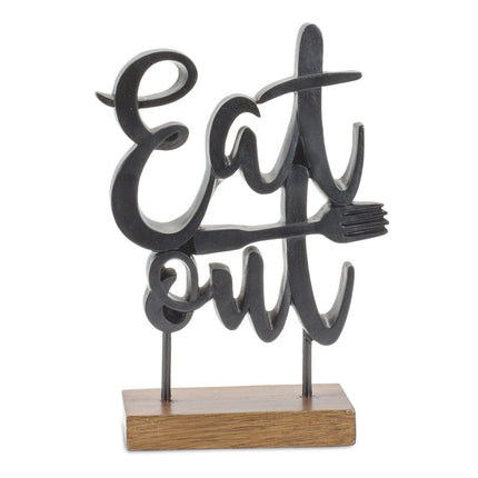9" Black Polyresin Decorative Plaque Tabletop Sculpture HomeRoots