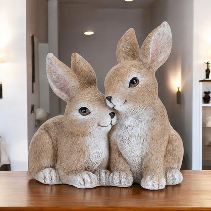 Set of Two Beige Polyresin Figurine Tabletop Sculpture HomeRoots