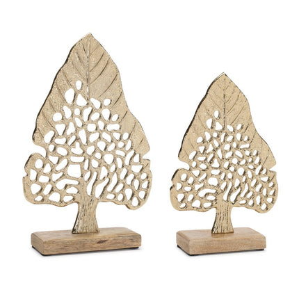 Set of Two Gold Aluminum Tabletop Sculpture HomeRoots