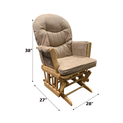 ACME 59332 Rehan 2 Piece Pack Glider Chair & Ottoman, Taupe Microfiber & Natural Oak