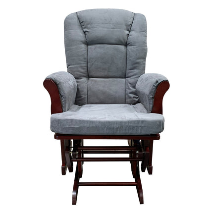 ACME 59338 Aeron 2 Piece Pack Glider Chair & Ottoman, Gray Microfiber & Cherry