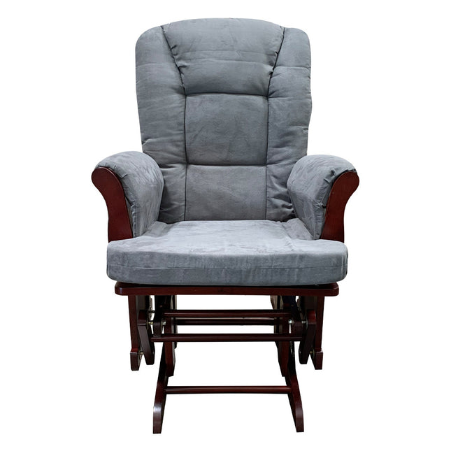ACME 59338 Aeron 2 Piece Pack Glider Chair & Ottoman, Gray Microfiber & Cherry