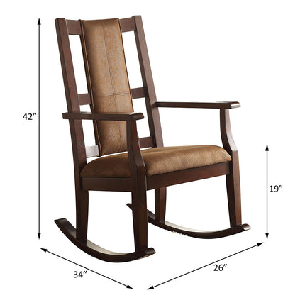 ACME 59378 Butsea Rocking Chair, Brown Fabric & Espresso