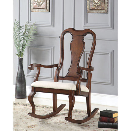 ACME 59382 Sheim Rocking Chair, Beige Fabric & Cherry