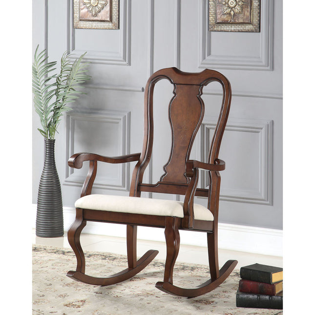 ACME 59382 Sheim Rocking Chair, Beige Fabric & Cherry