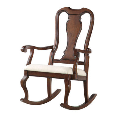 ACME 59382 Sheim Rocking Chair, Beige Fabric & Cherry ACME Furniture