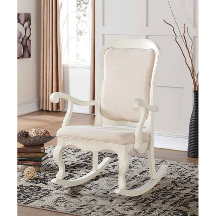 ACME 59388 Sharan Rocking Chair, Fabric & Antique White