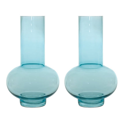 Set of Two Aqua Glass Round Table Vases HomeRoots