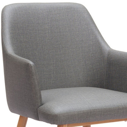 Set of Two Gray and Natural Faux Leather Dining Arm Chairs